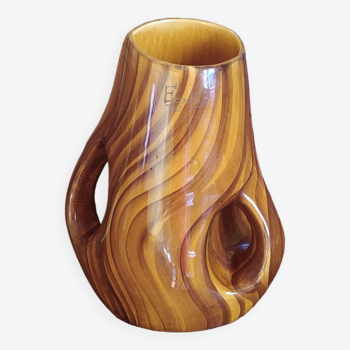 vase céramique imitation bois années 50/60
