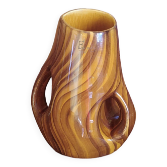 vase céramique imitation bois années 50/60