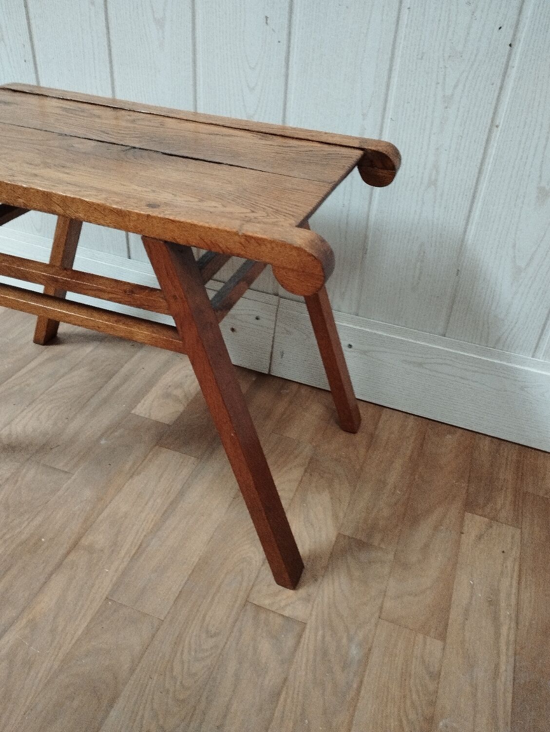 Side table end of sofa vintage feet compass solid oak