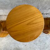 Vintage tripod workshop stool in pitchpin with height-adjustable screws