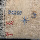 Pair of cushions old kilim style canvas - Hand and initial embroidery