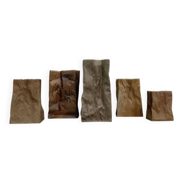Ensemble de 6 vases en papier bag Rosenthal par Tapio Wirkkala, années 1970.