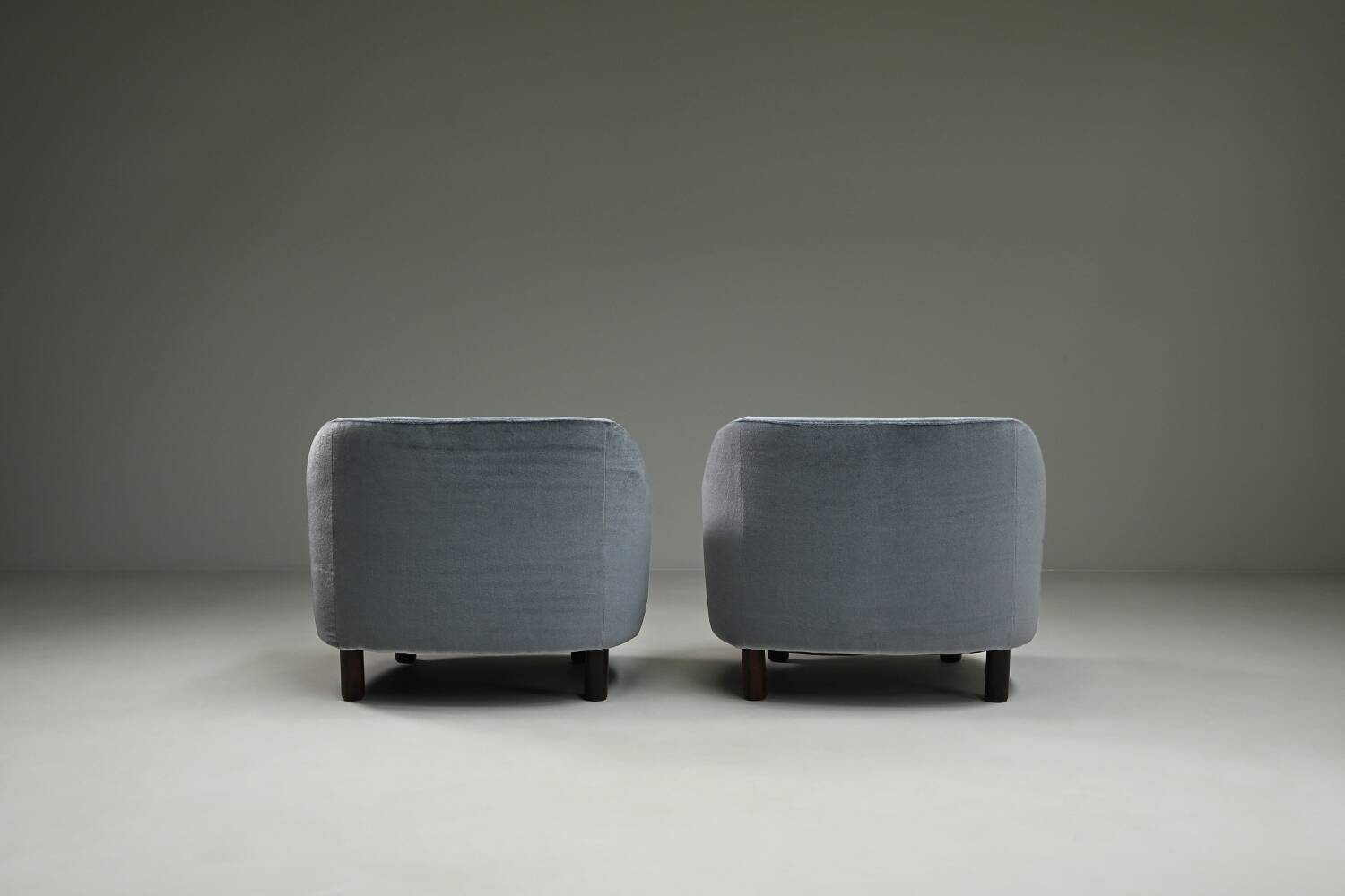 Set of 2 ice blue Mohair lounge chairs, 1950s Italy.