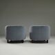 Set of 2 ice blue Mohair lounge chairs, 1950s Italy.