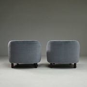 Set of 2 ice blue Mohair lounge chairs, 1950s Italy.