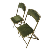 Pair of folding velvet chairs "Opera"