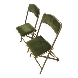 Pair of folding velvet chairs "Opera"