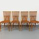 Set of 4 vintage Audoux Minet rattan chairs from the 1950s and 60s.