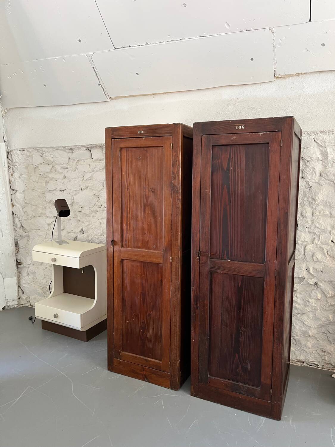 Old wooden school locker room