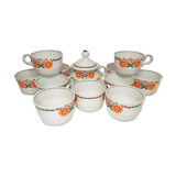 11 cups coffee and sugar pot décor lotus orange 70s