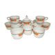 11 cups coffee and sugar pot décor lotus orange 70s