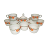 11 cups coffee and sugar pot décor lotus orange 70s