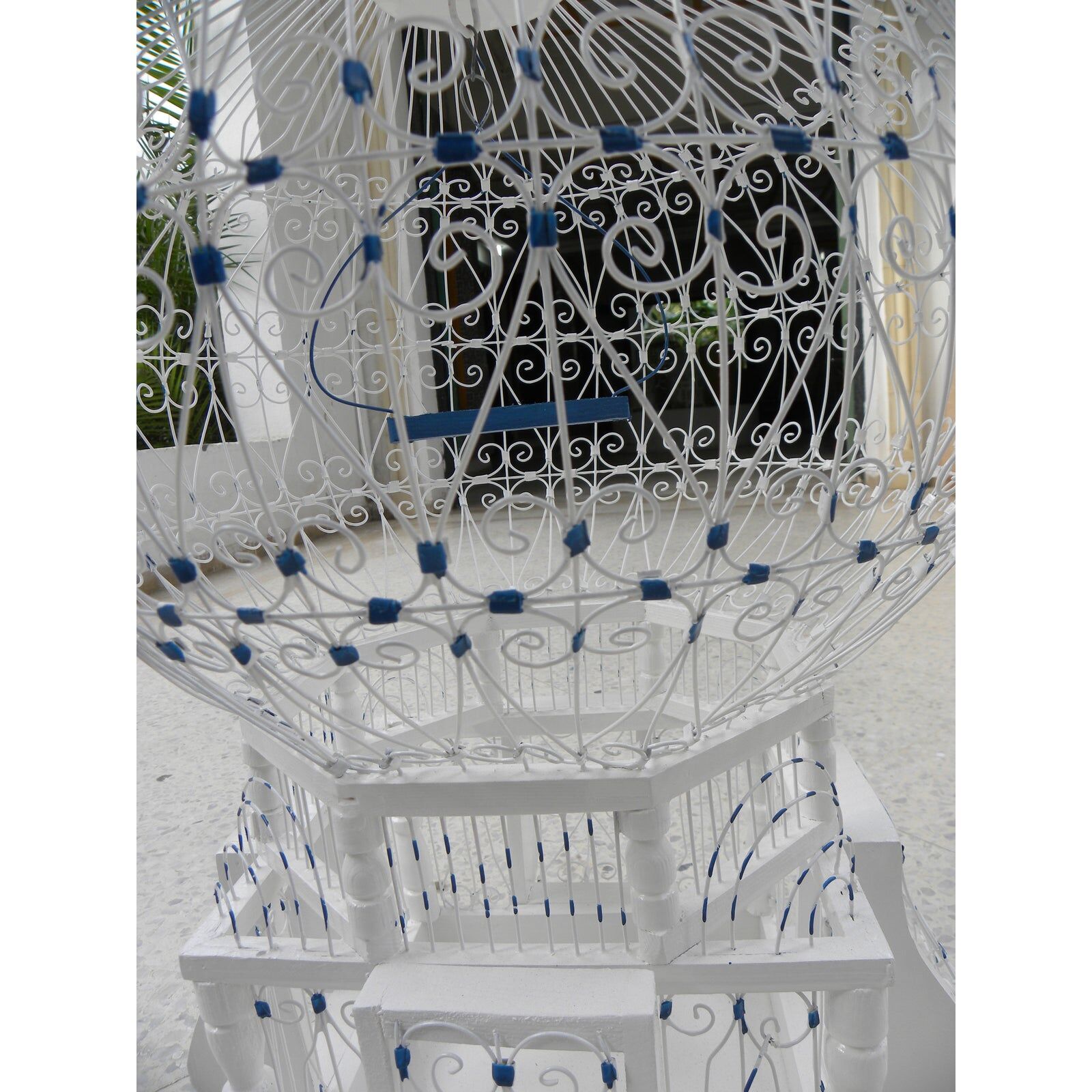 Sidibousaid Tunisian White and Blue Birdcage Authentic Decorative Article