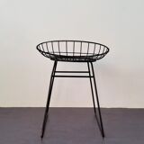 Black KM05 Wire Stool by Cees Braakman & Adriaan Dekker for Pastoe, 1960's