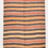 4x7 Pale Orange Kilim Rug, Rugged Rug, Antique Bohemian Style, 128x215Cm