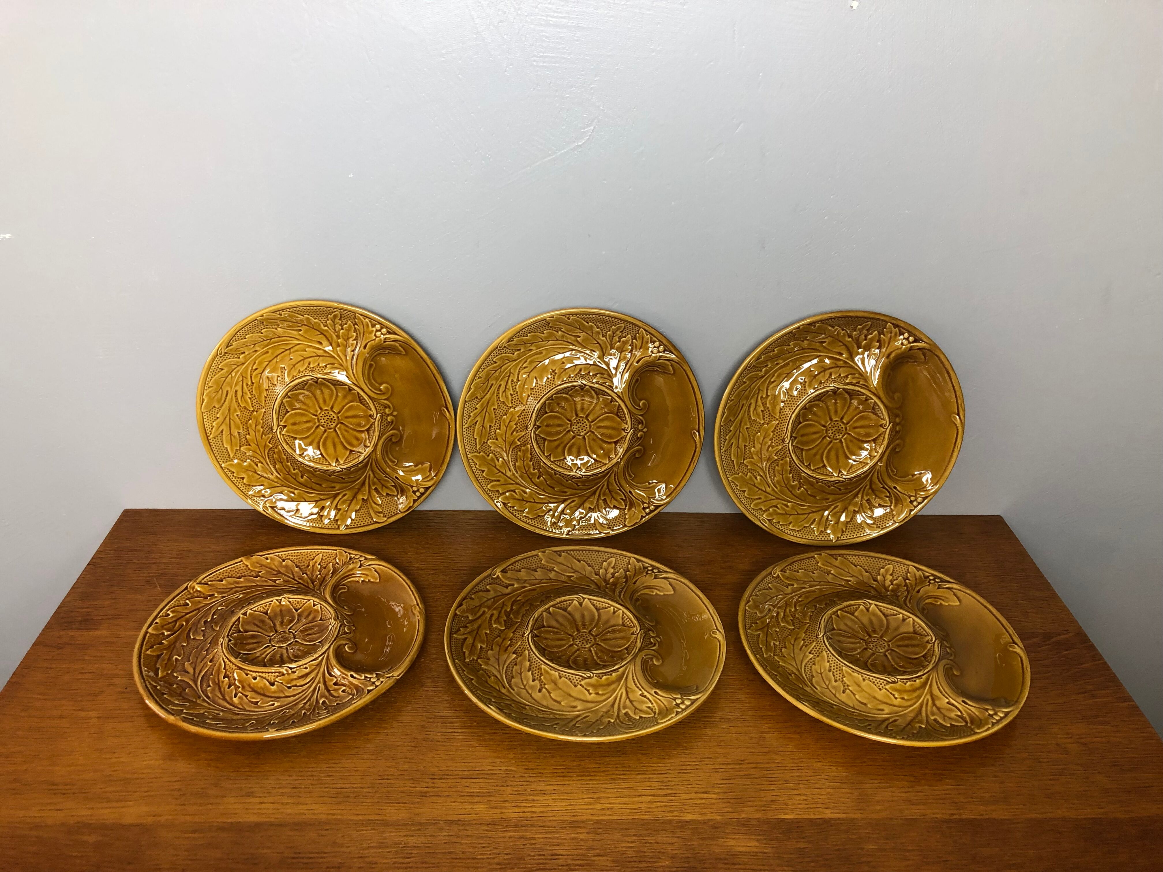 6 artichoke plates in Gien earthenware