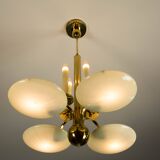 Art Deco Brass and Glass Chandelier, 1930s