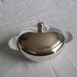 silver metal sugar and silver sugar spoon.