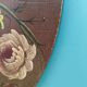 Vintage hand painted wooden round wall mirror