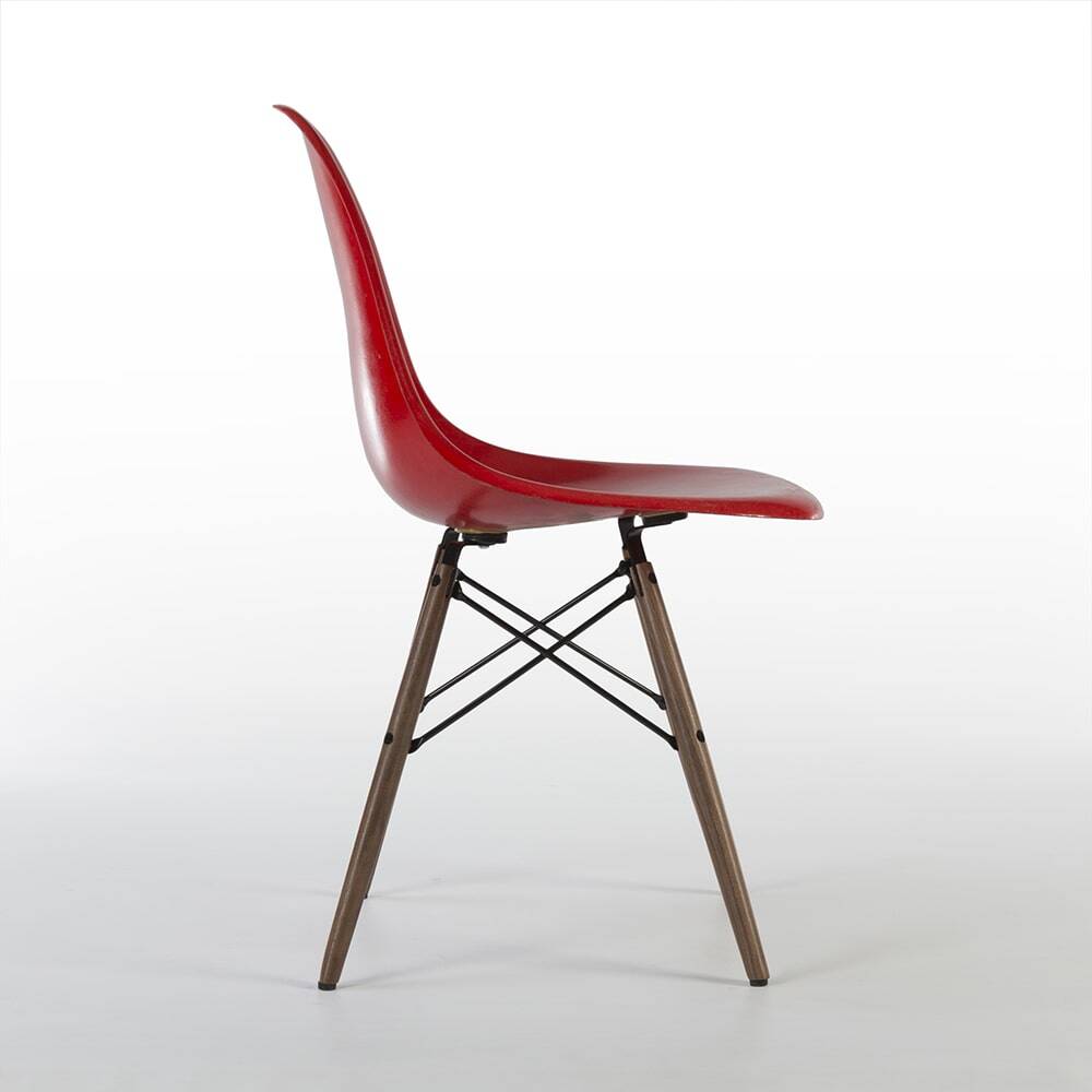 Red Herman Miller Original Eames DSW Dining Side Shell Chair