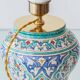 Mediterranean Table Lamp in Hand-Painted Spanish Ceramic, New Yellow Silk Shade