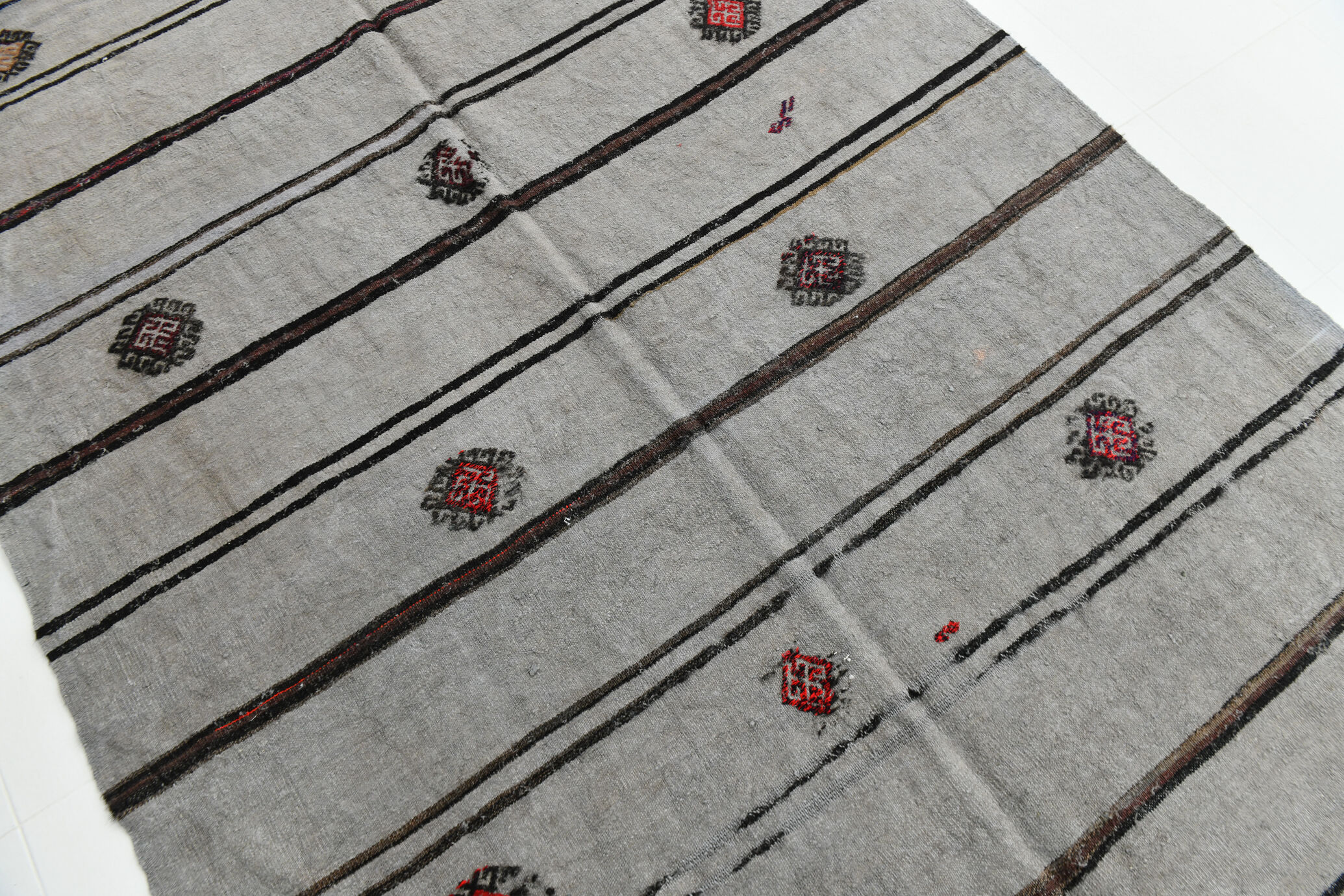 6x12 Gray & Black Modern Hemp Rug, 184x379Cm