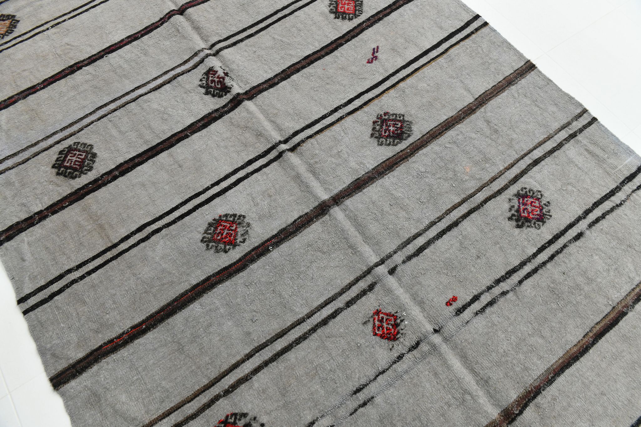 6x12 Gray & Black Modern Hemp Rug, 184x379Cm