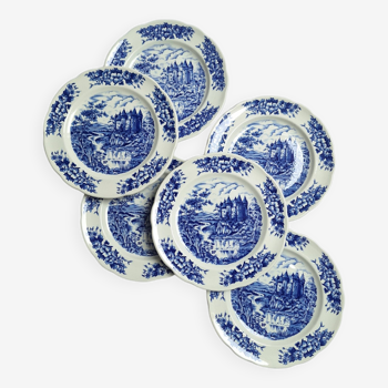 Pyroblan vintage blue dinner plates