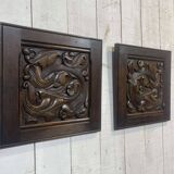 Pair of carved oak panels by Joseph Savina (1901-1983)
