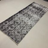 Distressed Turkish Runner 280x98 cm wool Vintage rug, Overdyed Black