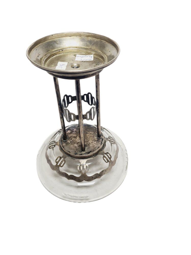Art Deco Polish silver crystal bowl on stand, 1930s