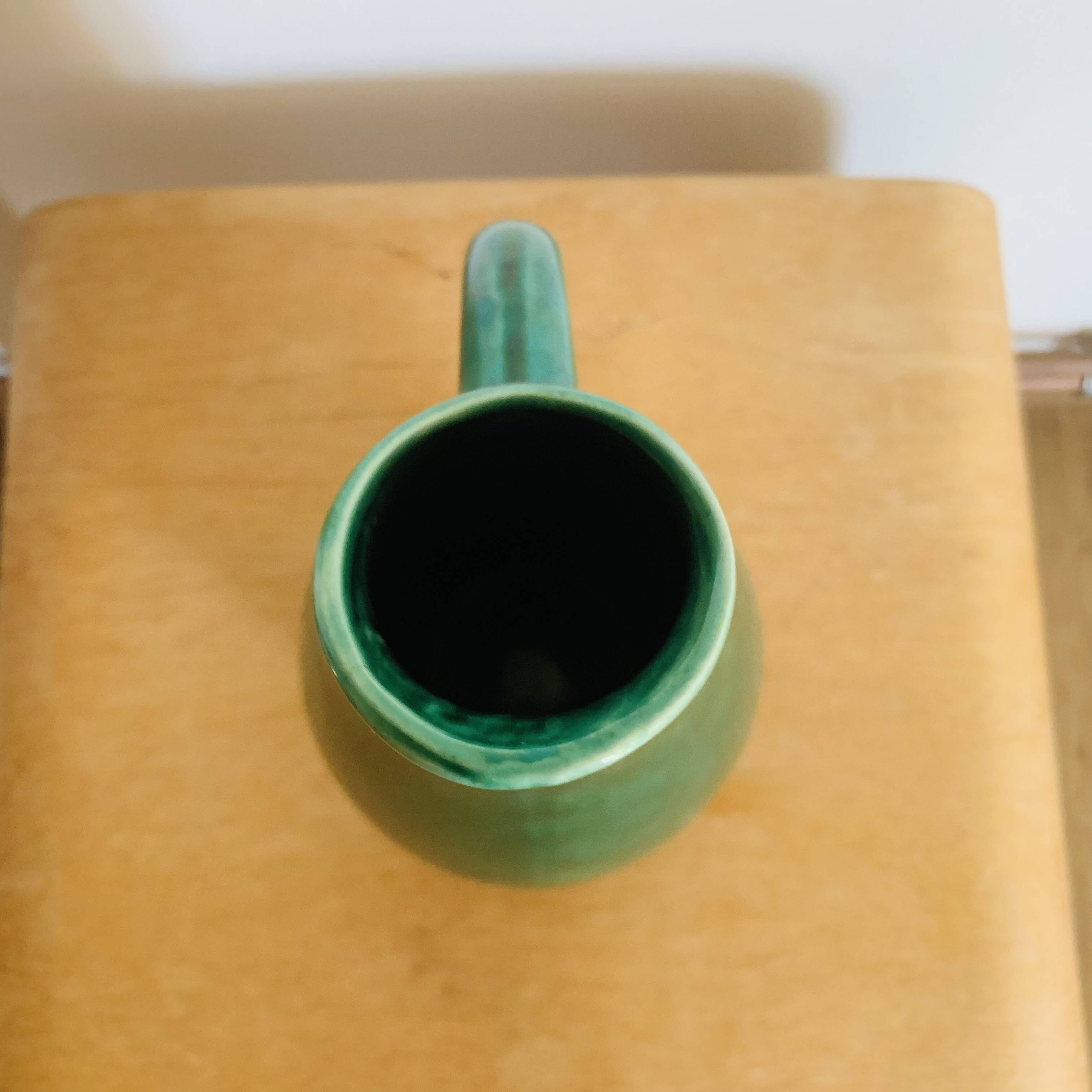 Vintage green glazed ceramic pitcher – Grandjean Jourdan Vallauris