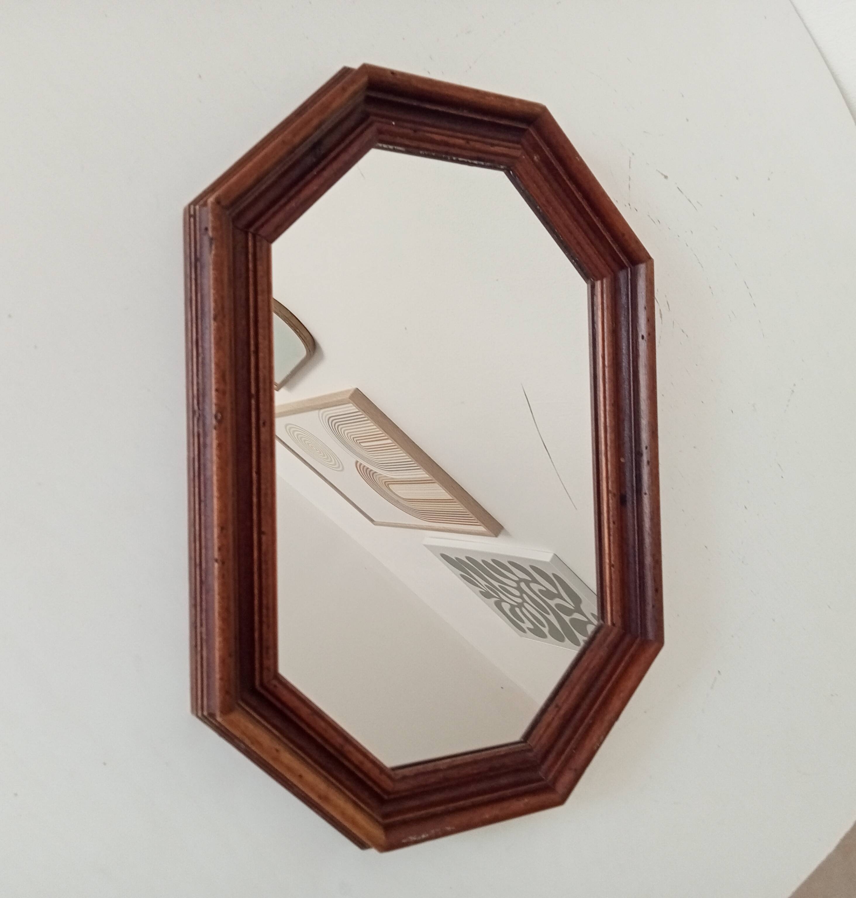 Vintage octagonal mirror from the 1960s.