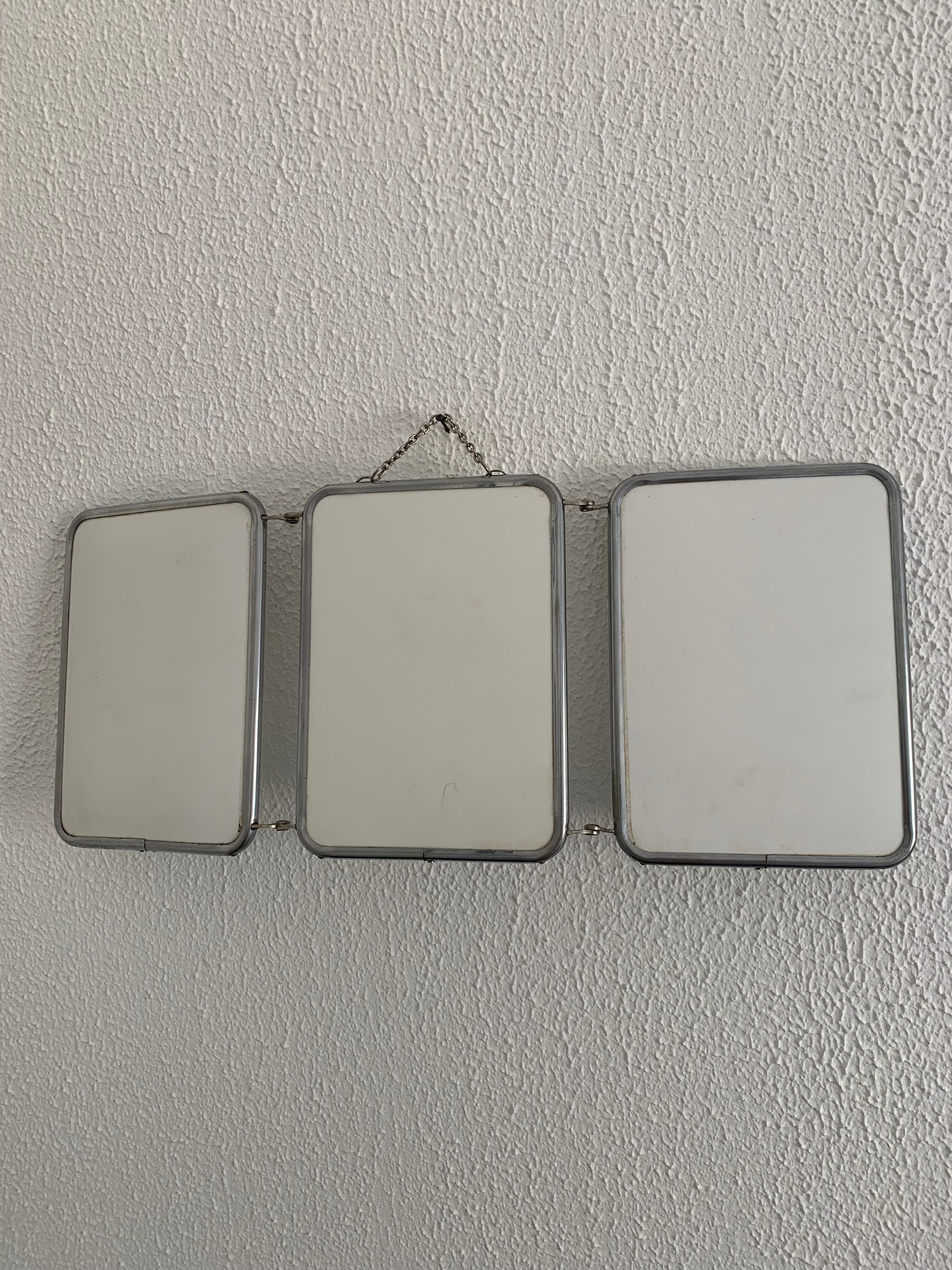 Vintage mirror 1950 triptych barber Arpin white - 21 x 51 cm