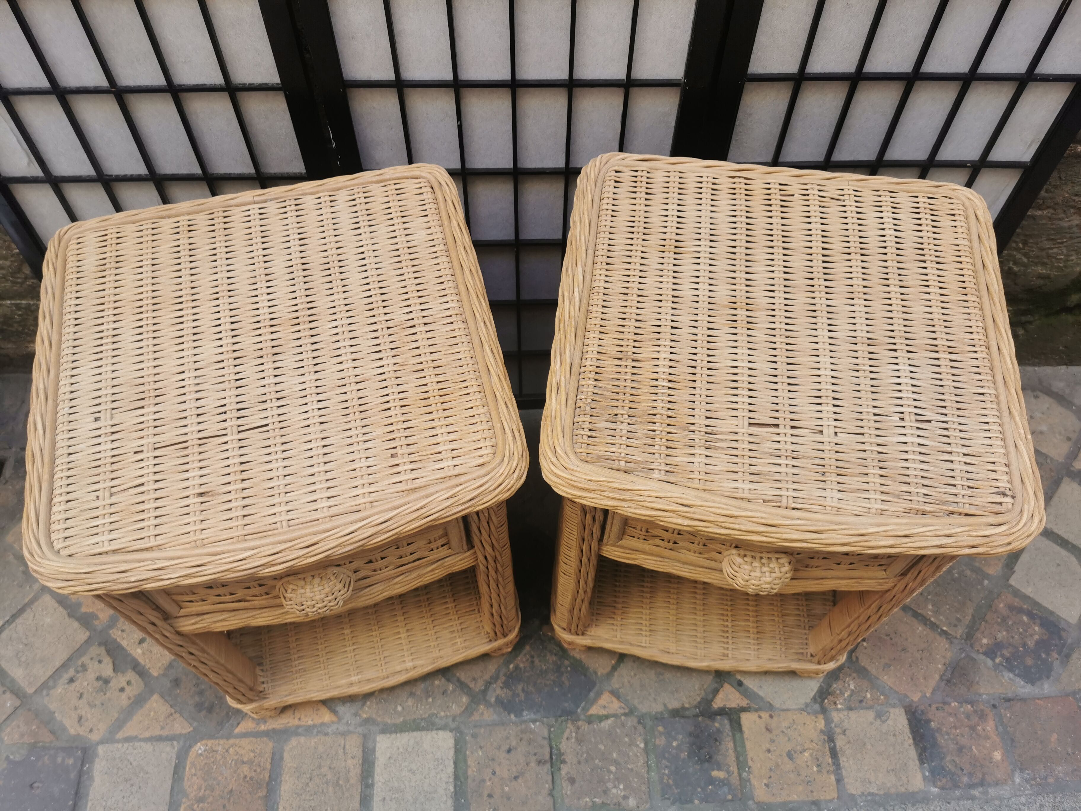 Pair of wicker bedside tables
