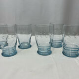 6 blue vintage glasses