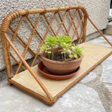 Vintage rattan wall shelf