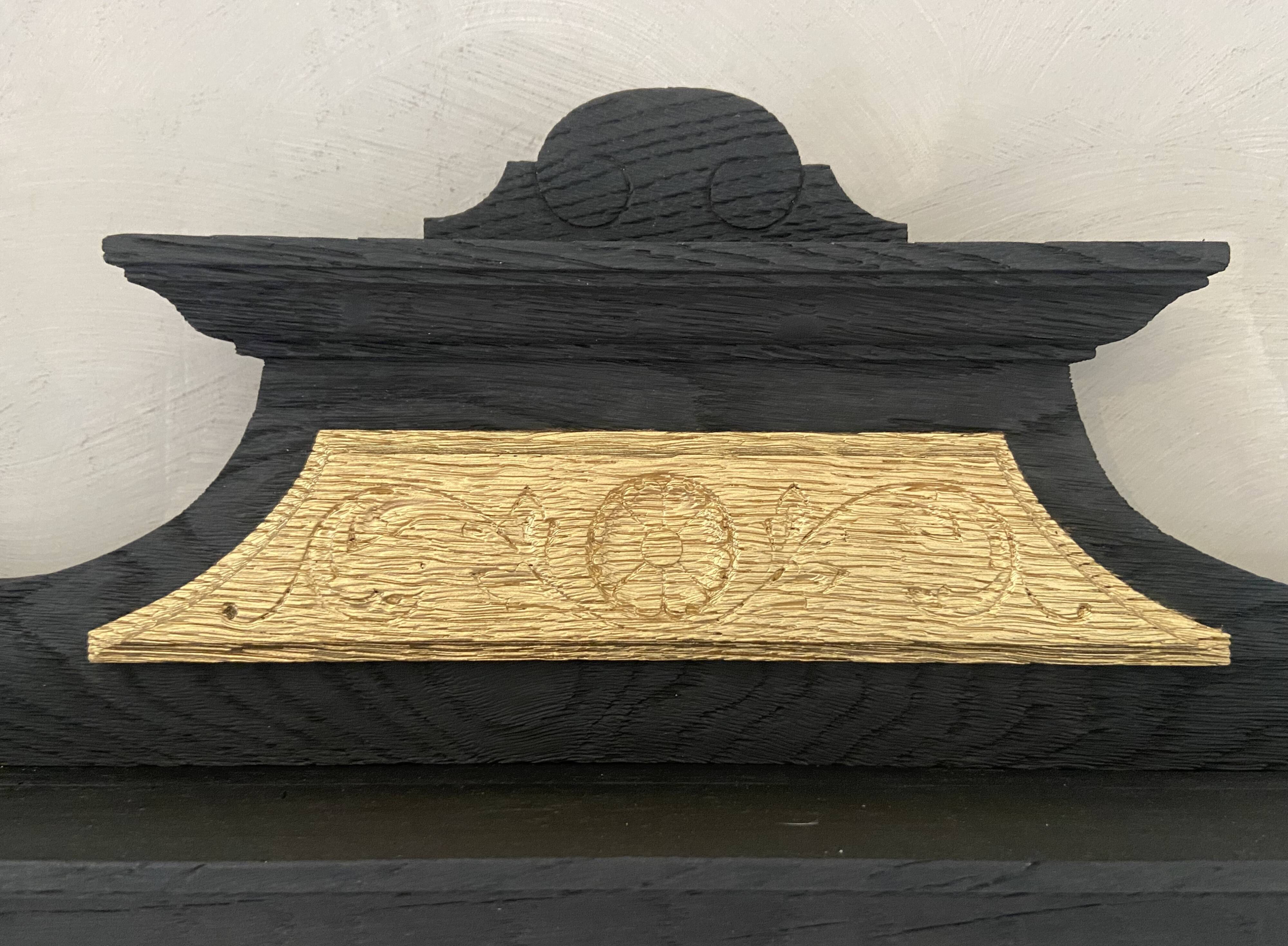 Large mirror in black and gold oak