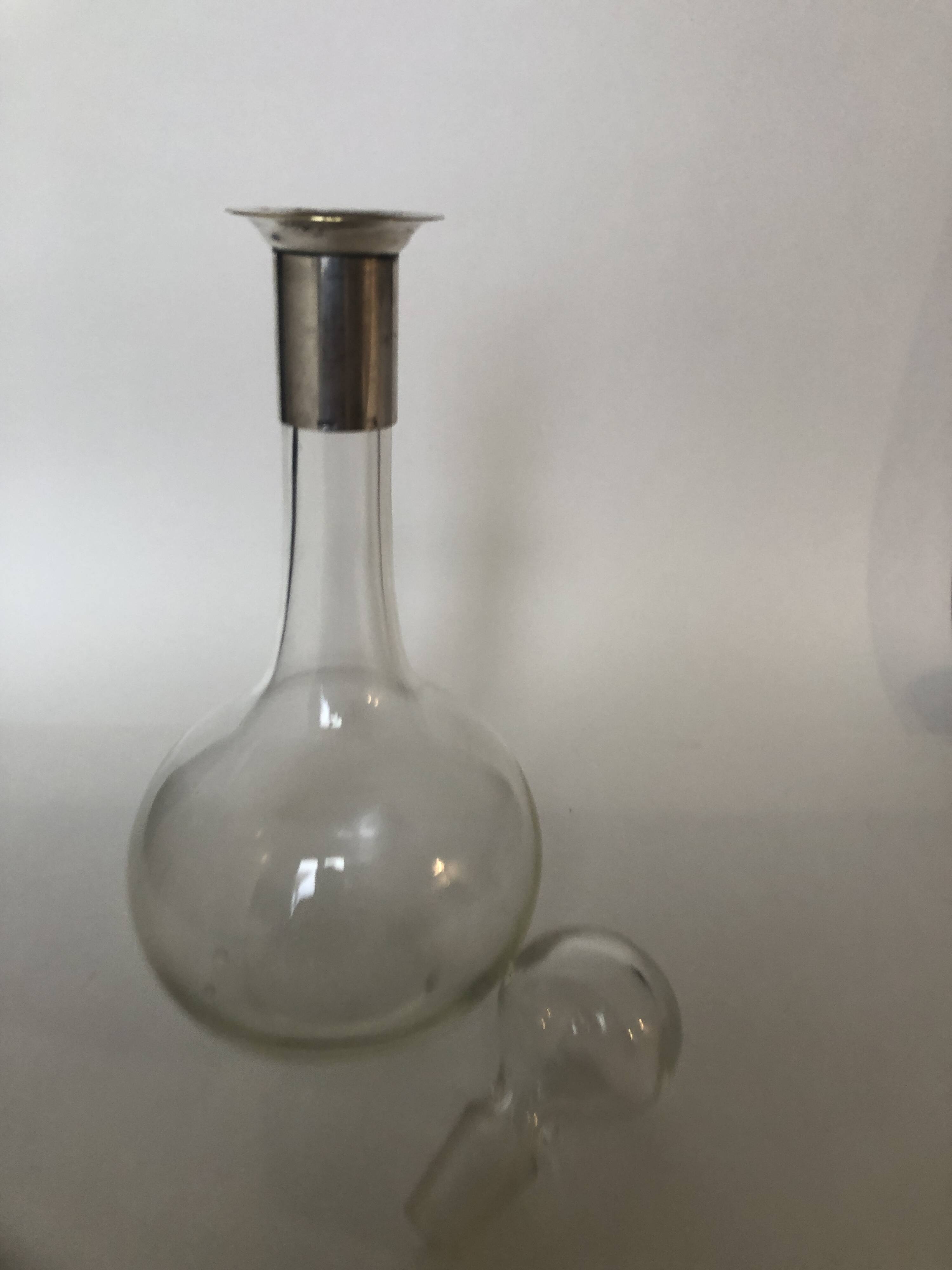 Silver-plated metal neck round carafe Saint Hilaire