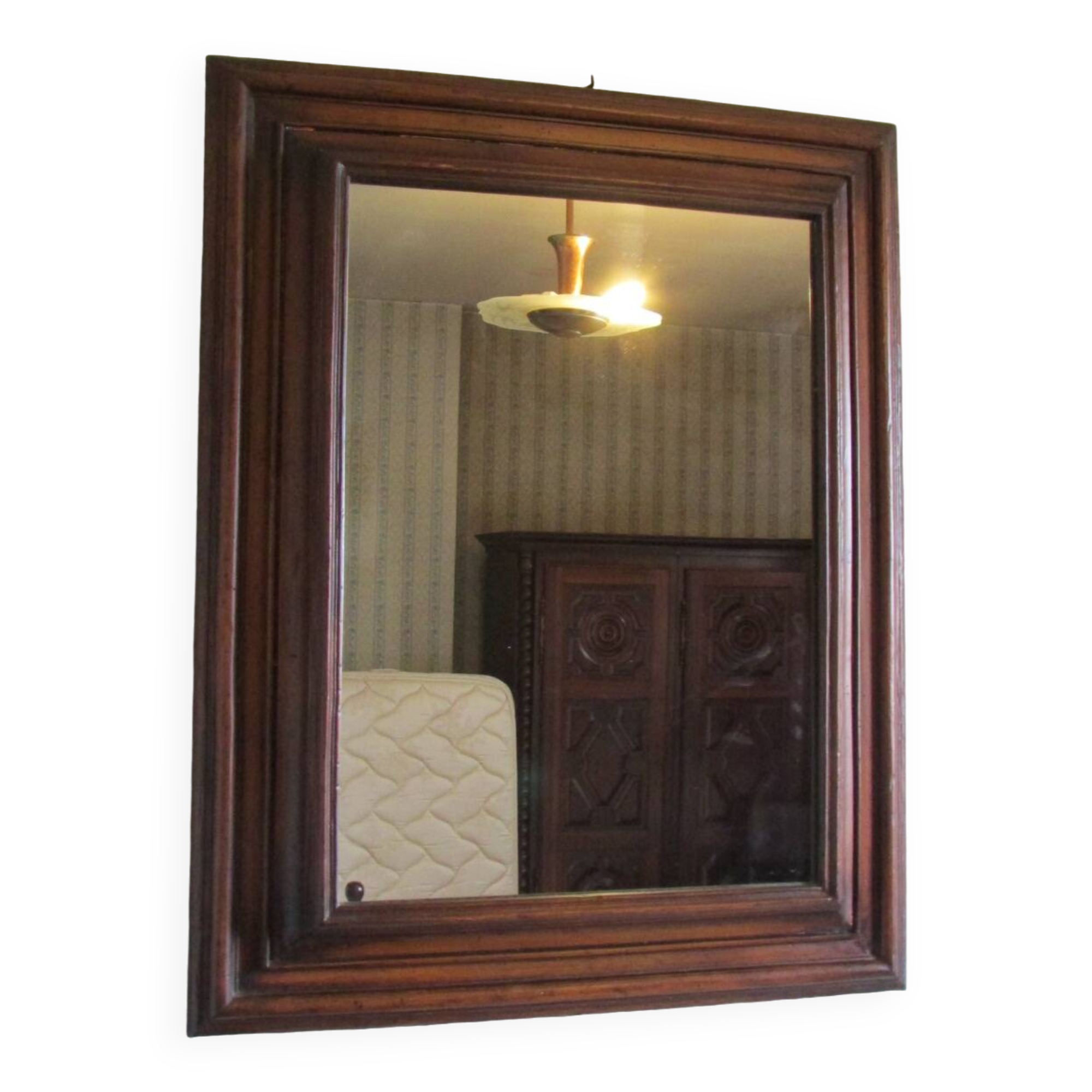 Large mirror in natural stained wood