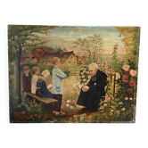 La leçon de catéchisme, huile sur toile