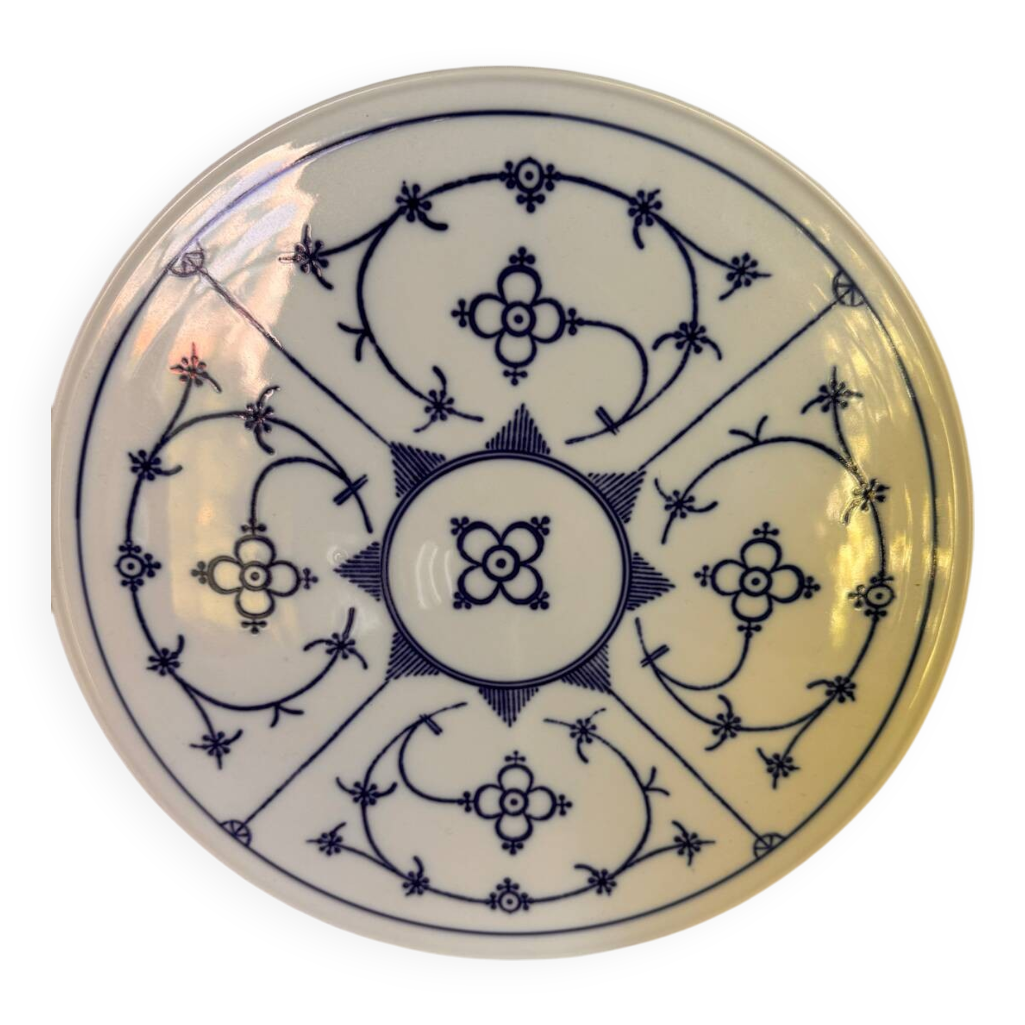 Plateau à gâteaux en porcelaine décorée bleue Bareuther Bavière