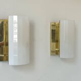 Pair of brass and perspex wall lights, Fagerhult Sweden 1970