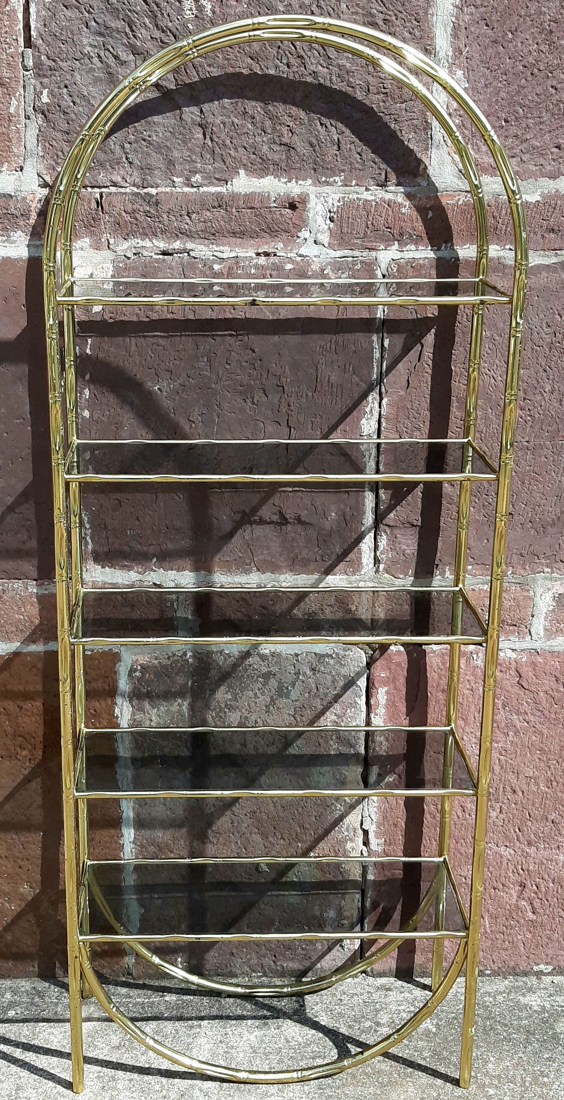 Shelf faux bamboo gold metal