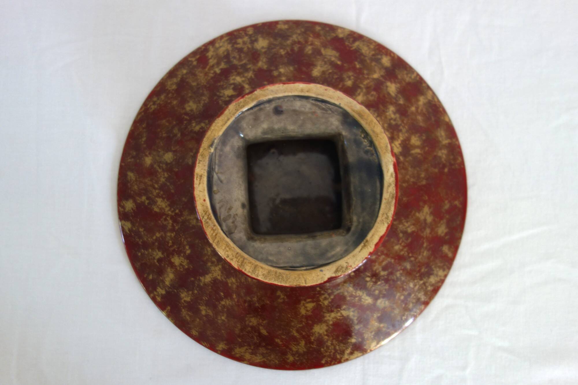 Louis Dage red and gold fruit bowl, 1920s/1930s