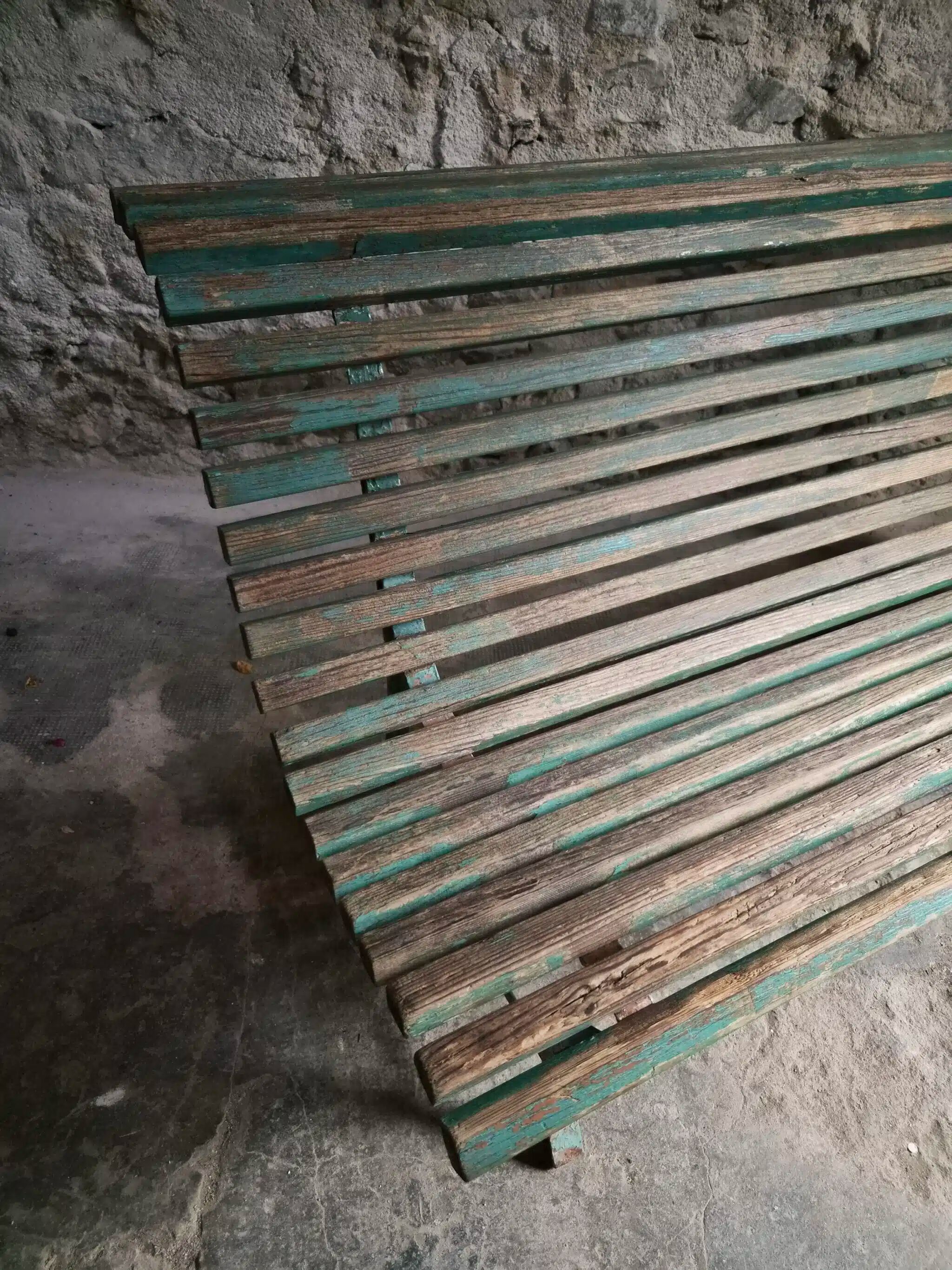 French garden bench in wood and iron, 1950s