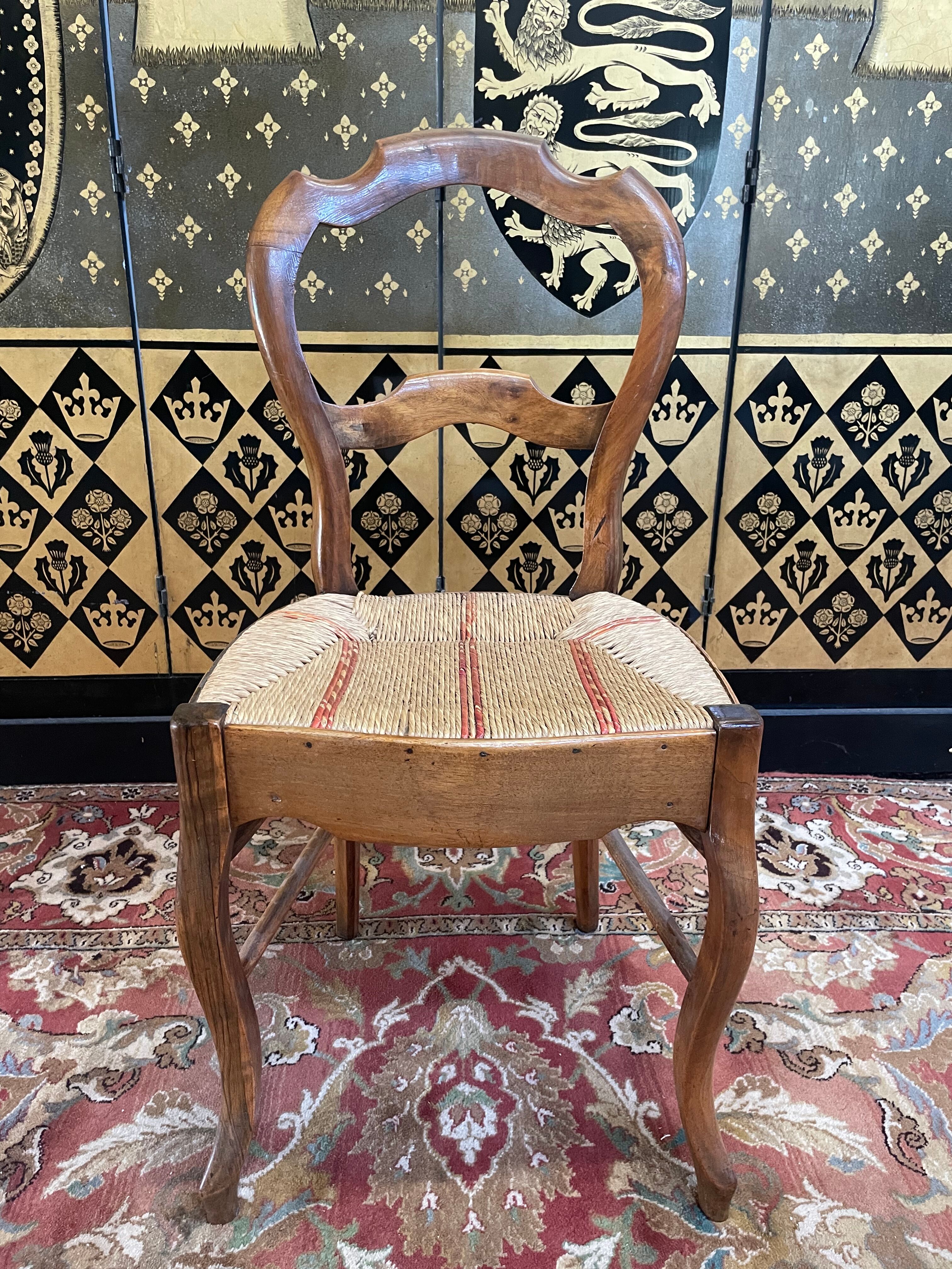 Suite of 6 Louis Philippe straw chairs