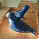 2 oiseaux bleu en Faïence émaillée