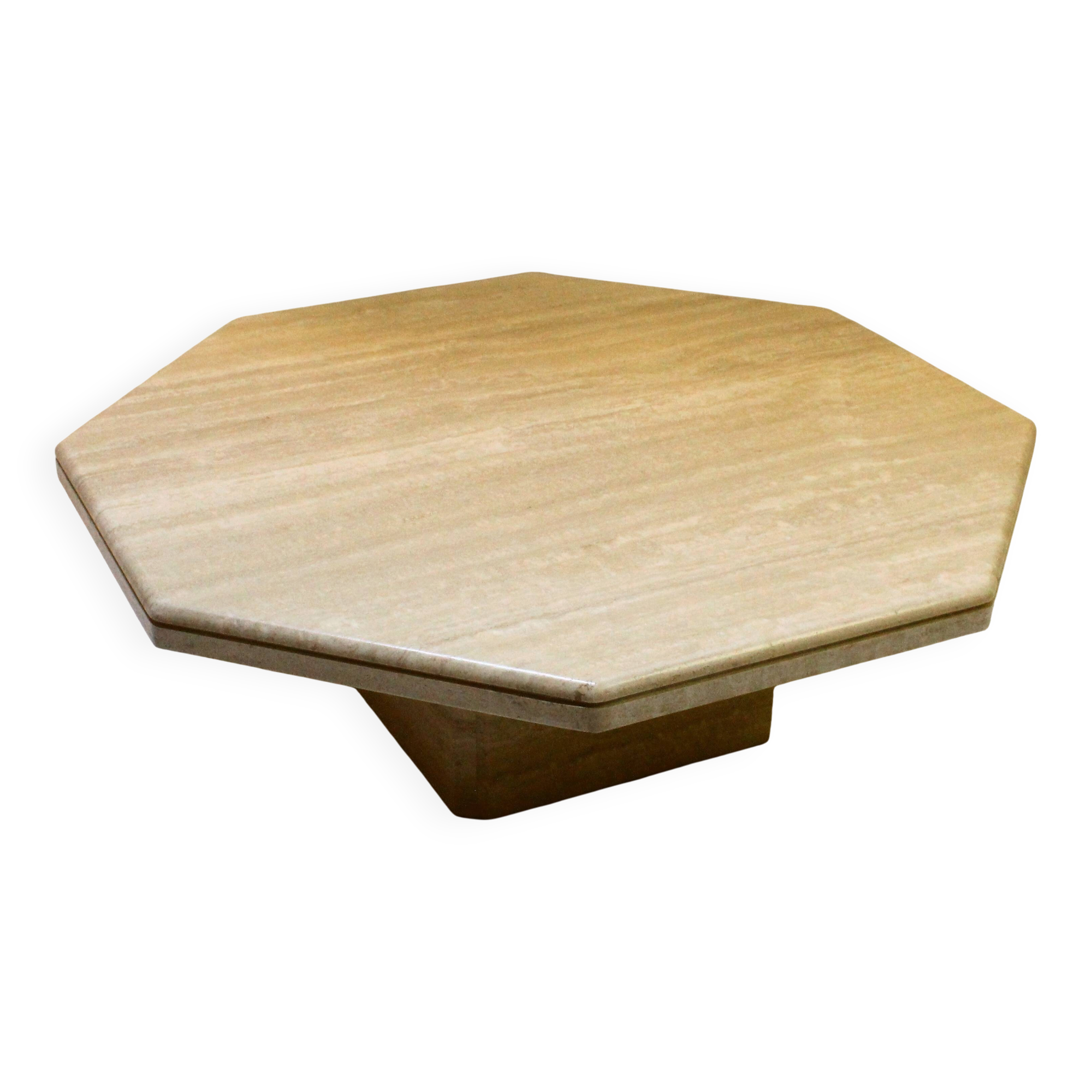 Table basse italienne en travertin, années 1970