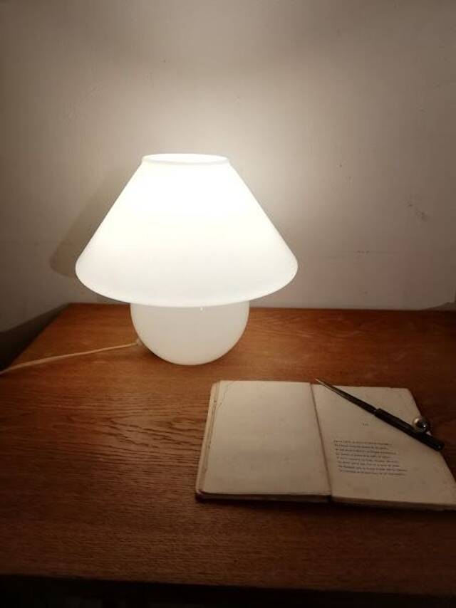 Vintage white opaline glass lamp
